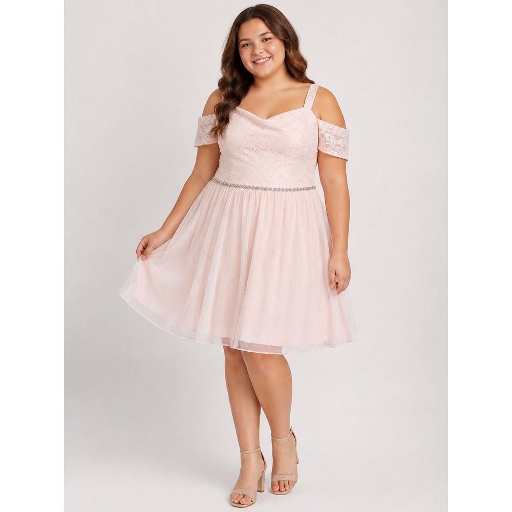 Speechless Girl Plus Size 20.5 Pink Lace Tulle Rhinestone Formal Party Dress NWT